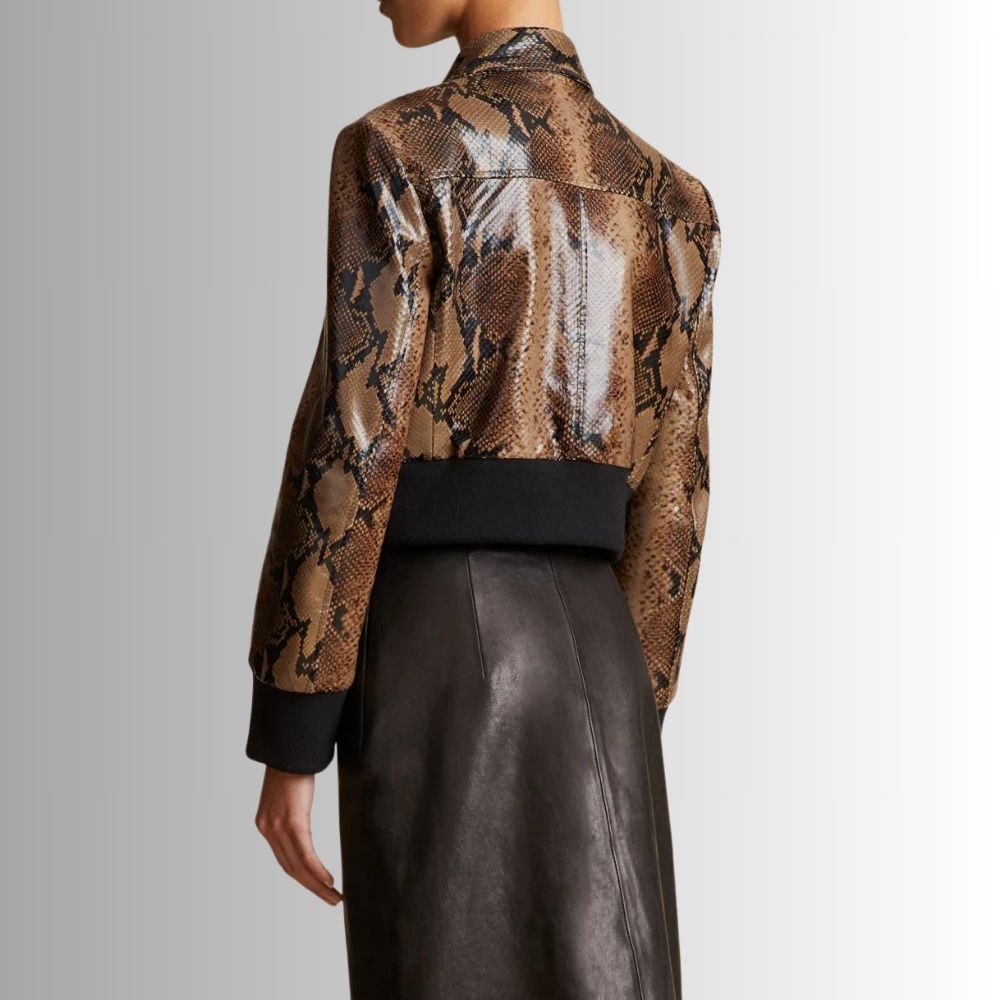 Veste En Cuir Femme Courte - Python En Relief