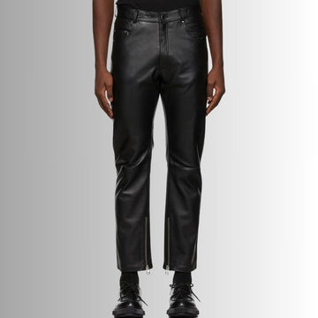 Pantalon Noir Cuir Homme - Taille Moyenne
