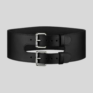 SculptLine™ – Ceinture Corset Noire en Cuir Véritable à Double Boucle