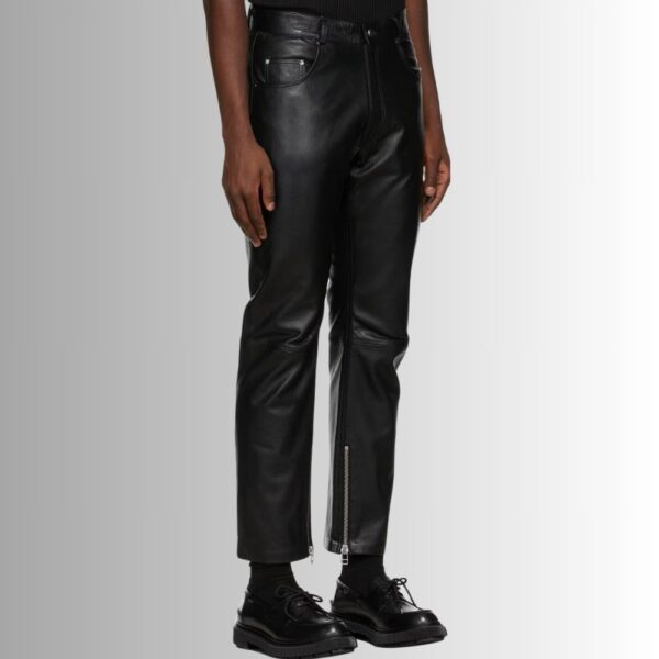 Pantalon Noir Cuir Homme - Taille Moyenne