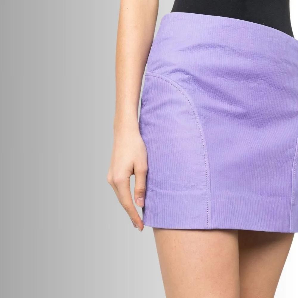 Jupe Courte En Cuir Pour Femme - Violette