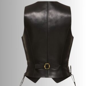 Veste Cuir Sans Manche Femme Noir – Col en V Élégante