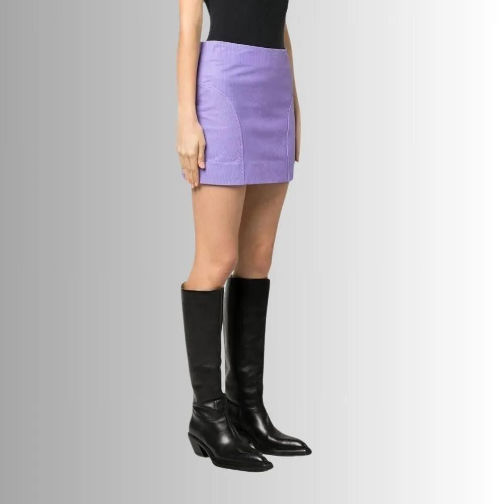Jupe Courte En Cuir Pour Femme - Violette
