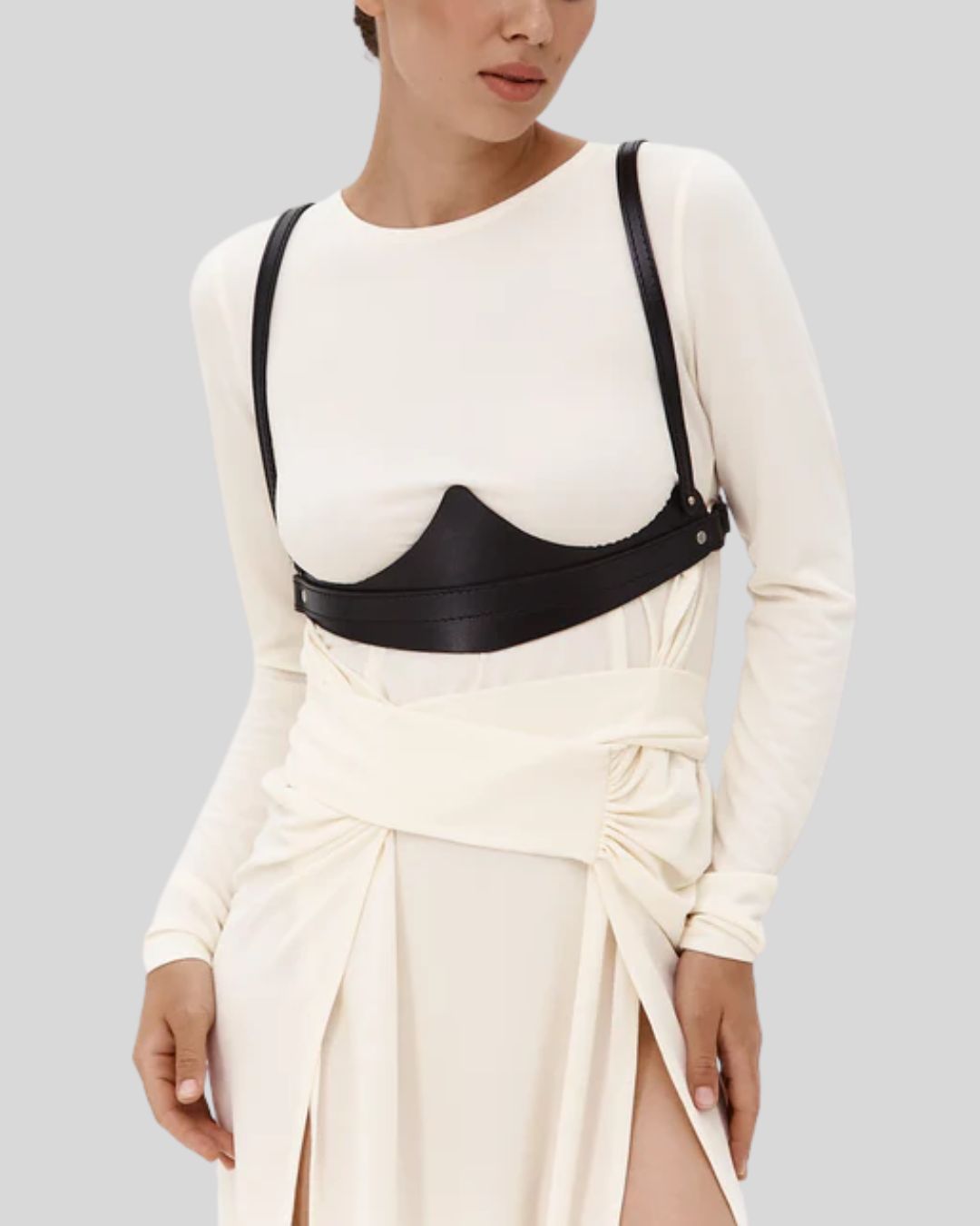 Éclipse™ Harnais Bustier en Cuir pour Femme – Silhouette Minimaliste Chic