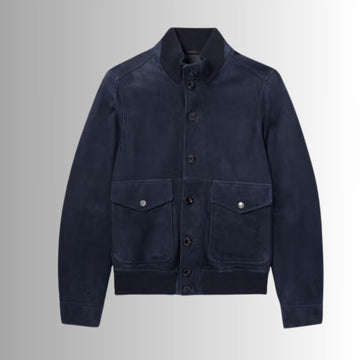 Veste Daim Bleu Homme - Style De Luxe