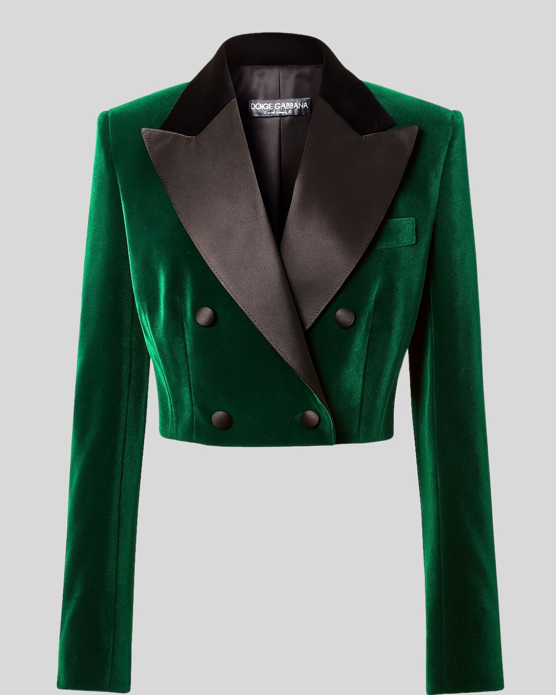 Blazer Femme Velours Vert Court – Élégance Tuxedo