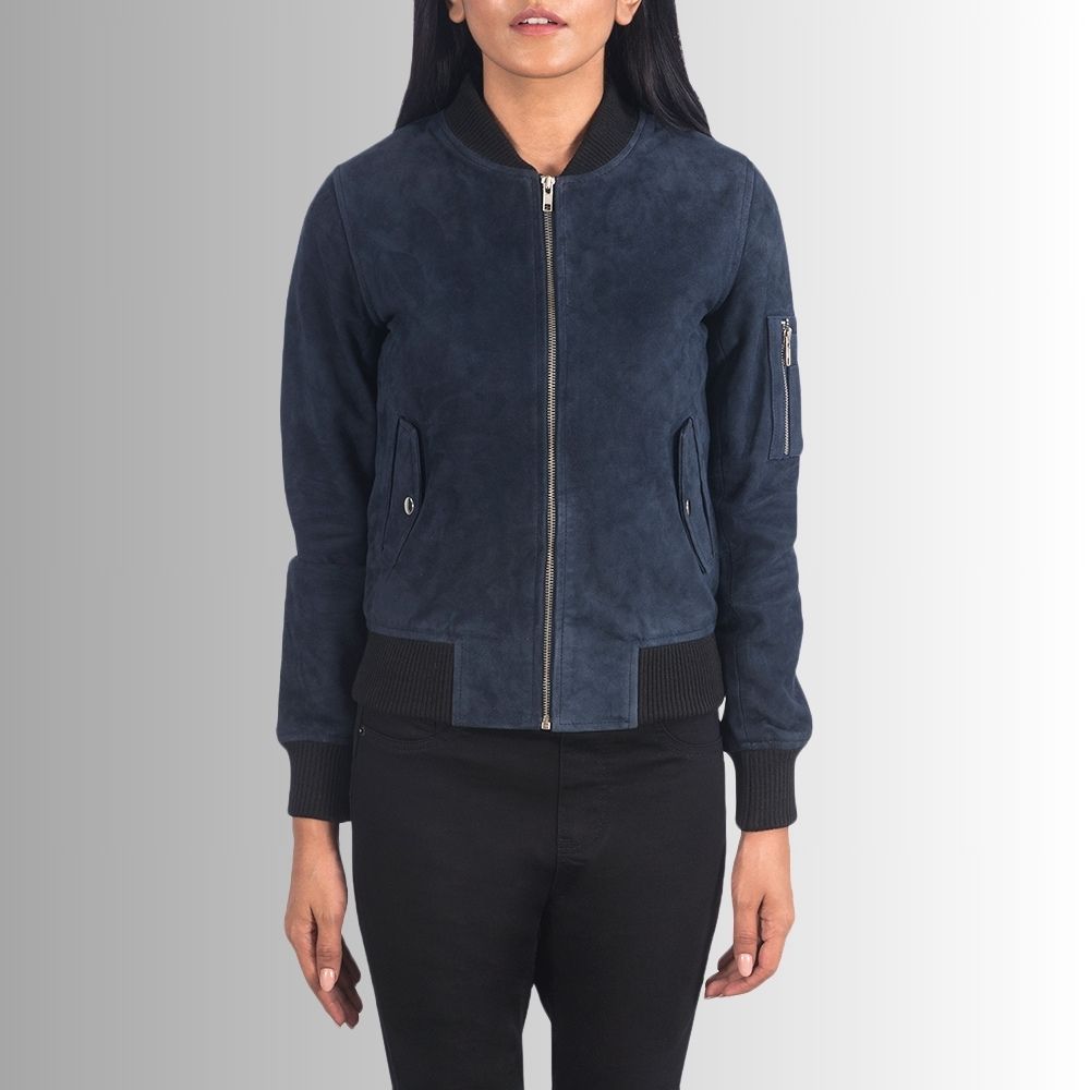 Veste Daim Bleu Femme - Classique