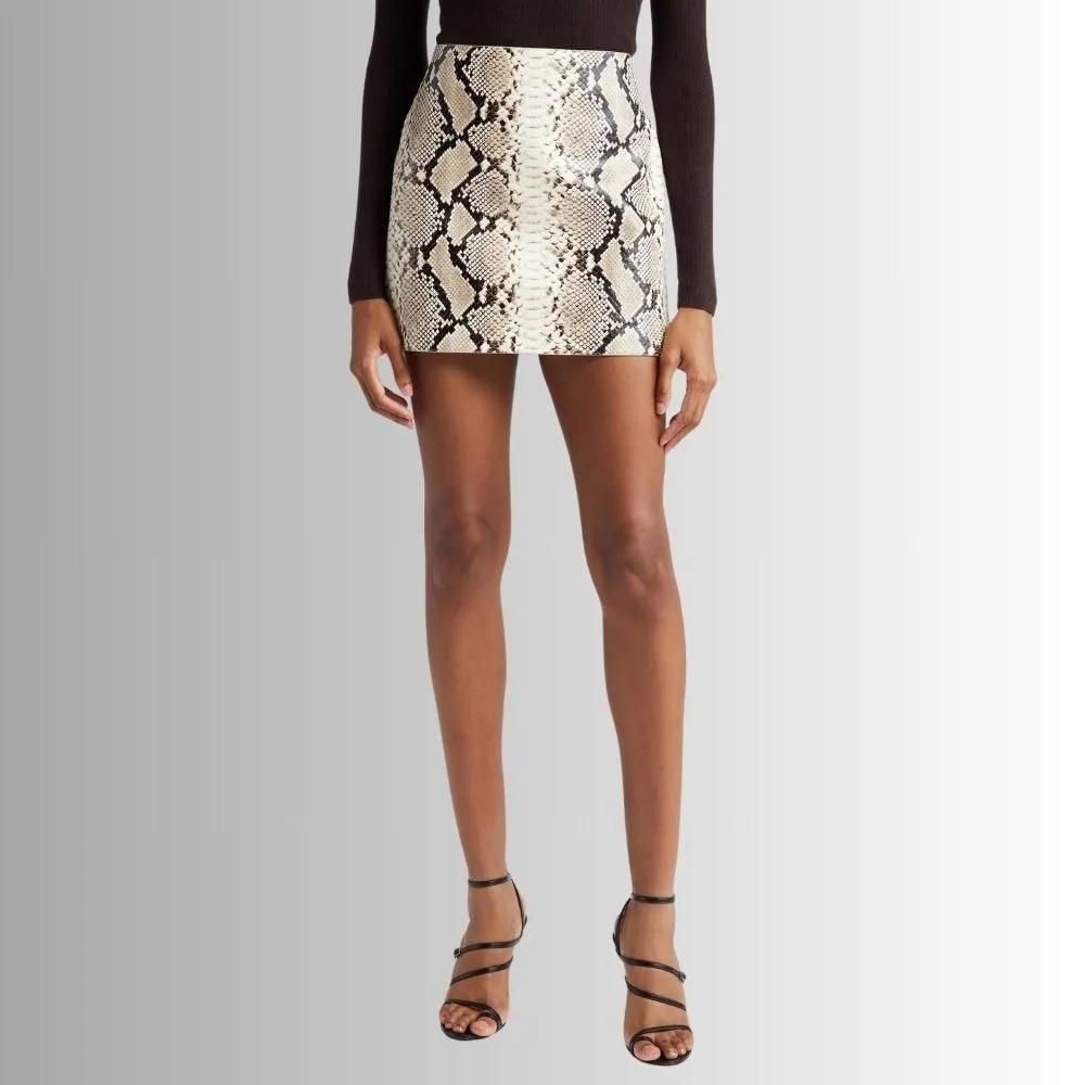 Mini Jupe En Cuir Pour Femme - Python En Relief