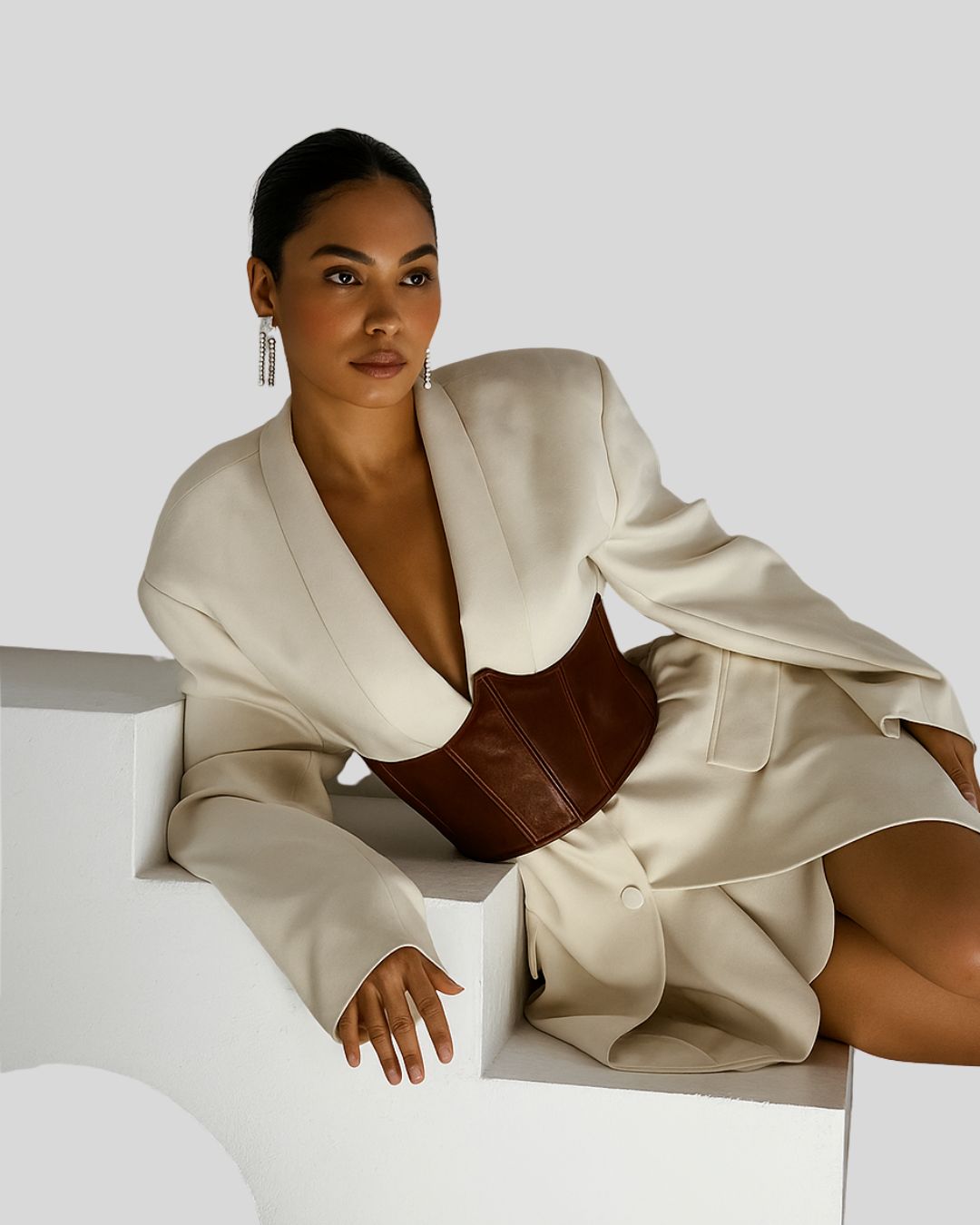 Saddle Grace™ – Corset en Cuir Marron pour Taille Haute