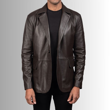 Blazer en cuir marron pour homme