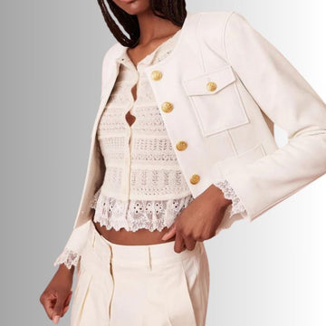 Veste En Cuir Femme Blanc - Xander