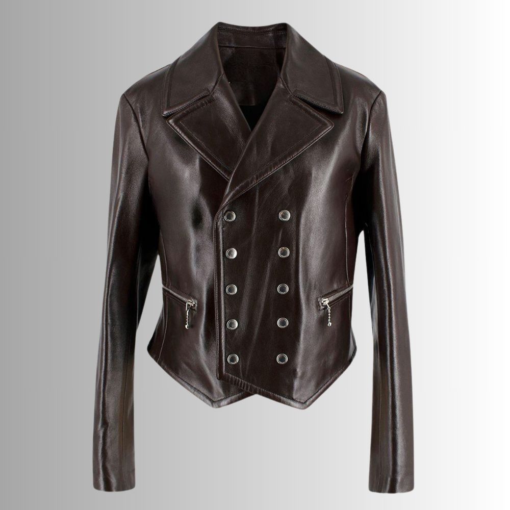 Blouson En Cuir Marron Style Motard – Cuir Véritable