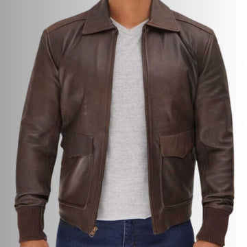 A2 Rustique – Veste Cuir Homme Marron Vintage Style Aviateur