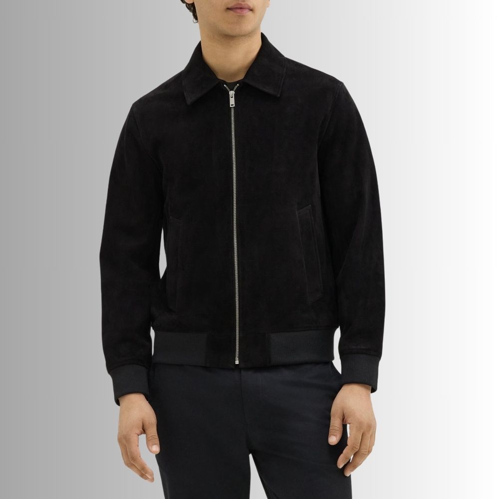 Veste Noir Daim Homme - Col Classique
