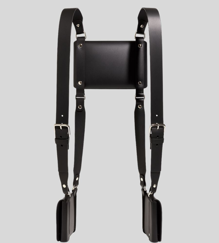 TripleCarry™ – Harnais en Cuir Noir avec Poches Intégrées