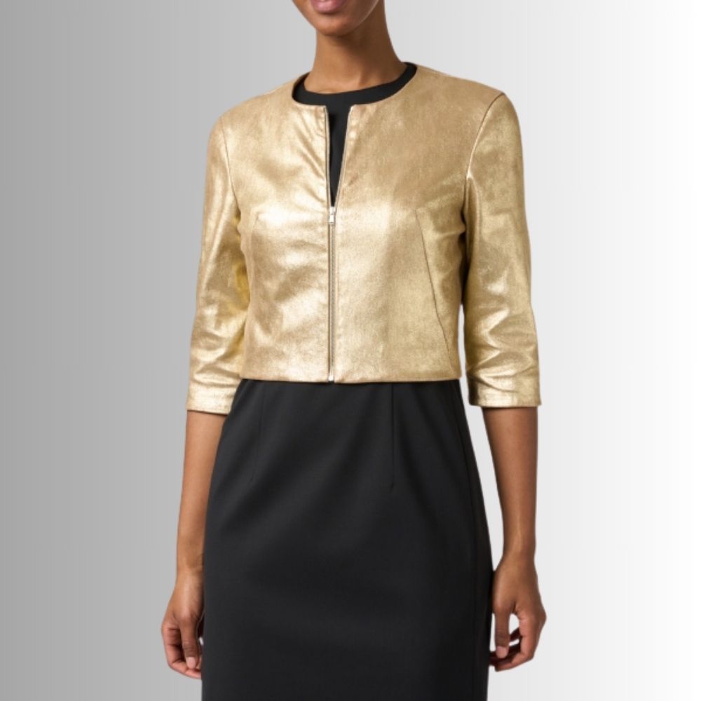 Blouson Doré Femme - Col Rond