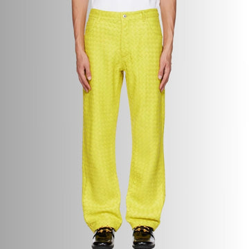Pantalon Homme Cuir Agneau - Jaune