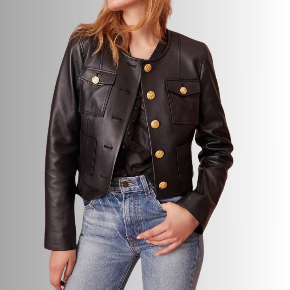 Veste Cuir Femme Noir - Alex Recadré