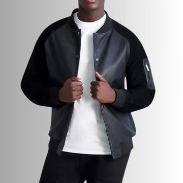 Onyx Varsity – Veste Cuir et Daim Homme Noir Style Urbain