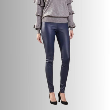 Pantalon Cuir Bleu Femme - Peau Tendue