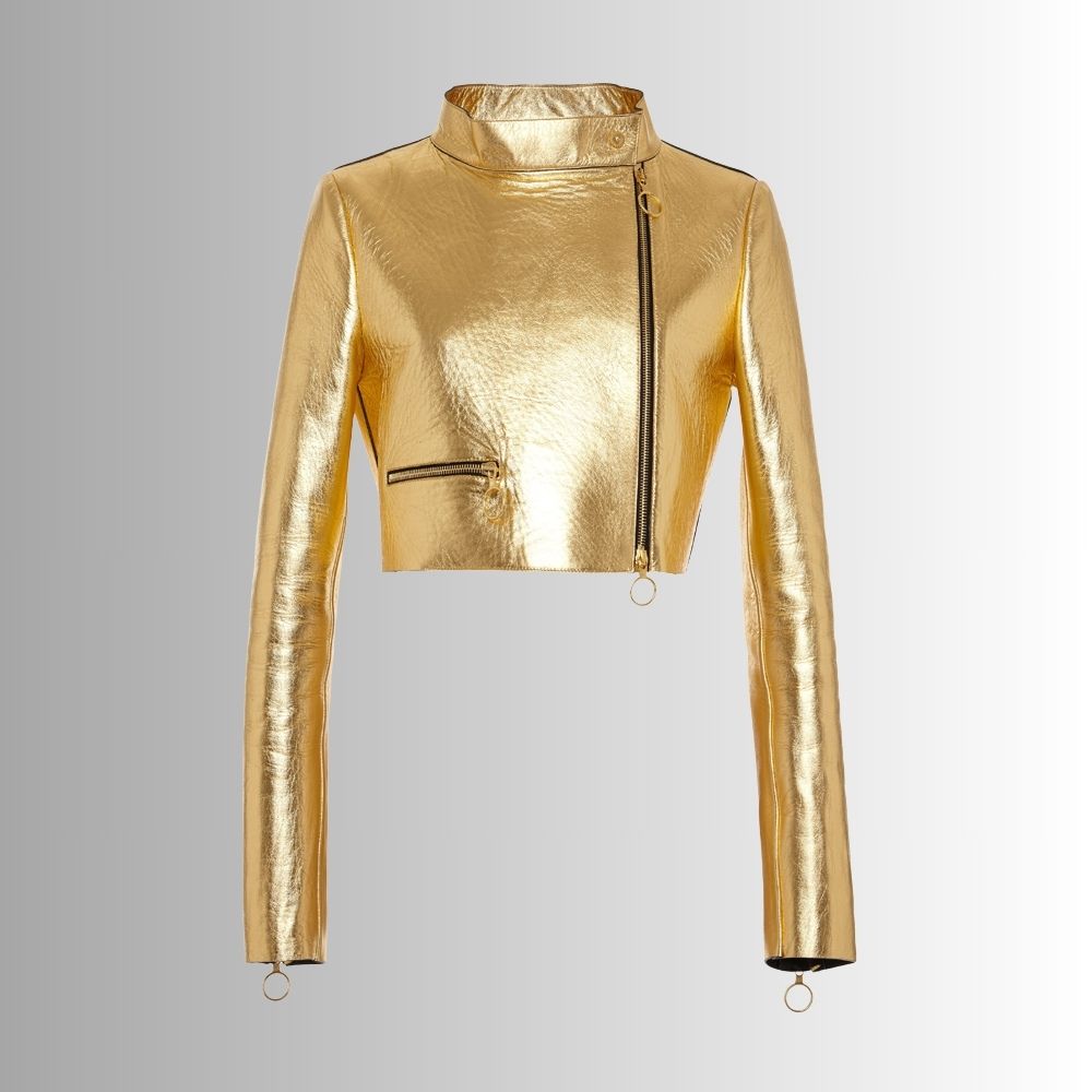 Perfecto Doré Femme - Style Motard Zippé