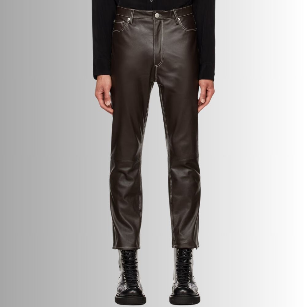 Pantalon Homme Cuir Marron - Ruben