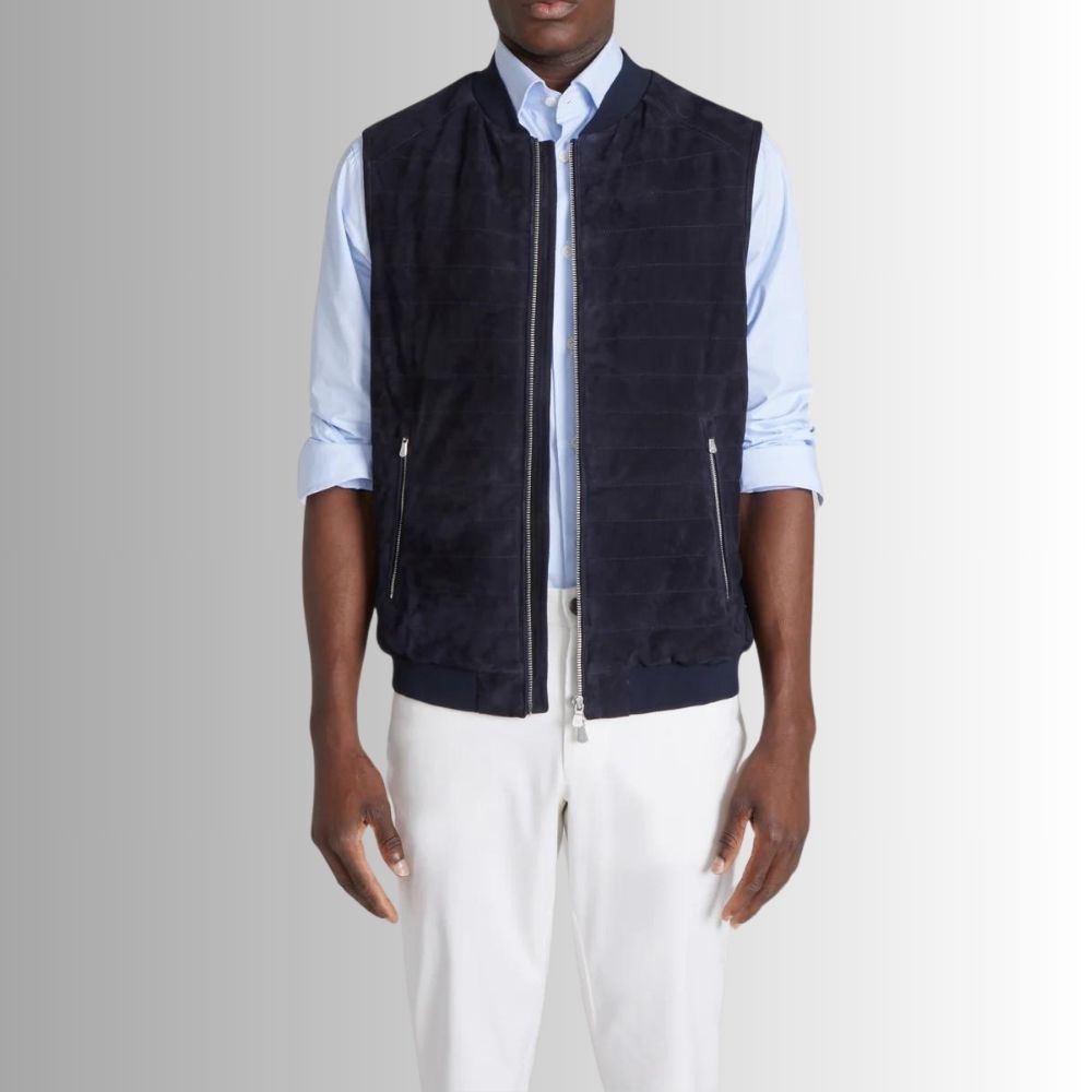 Gilet En Daim Homme - Marin