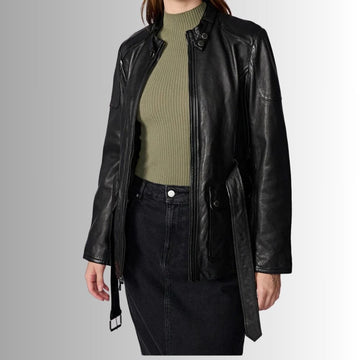 Veste 3/4 Cuir Femme - Longue Veinture