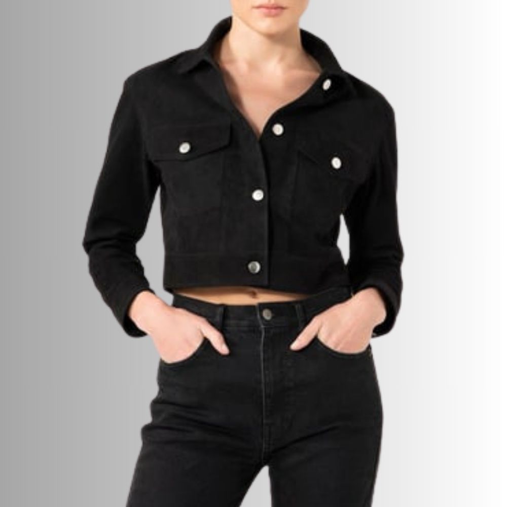 Veste Noir En Daim Femme - Style jean