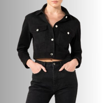 Veste Noir En Daim Femme - Style jean