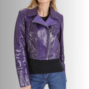 Blouson Violet Femme - Cuir d'agneau