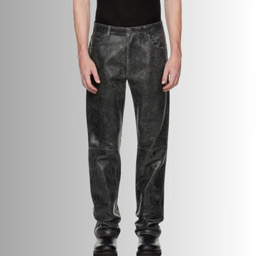 Pantalon En Cuir Agneau - Fissuré