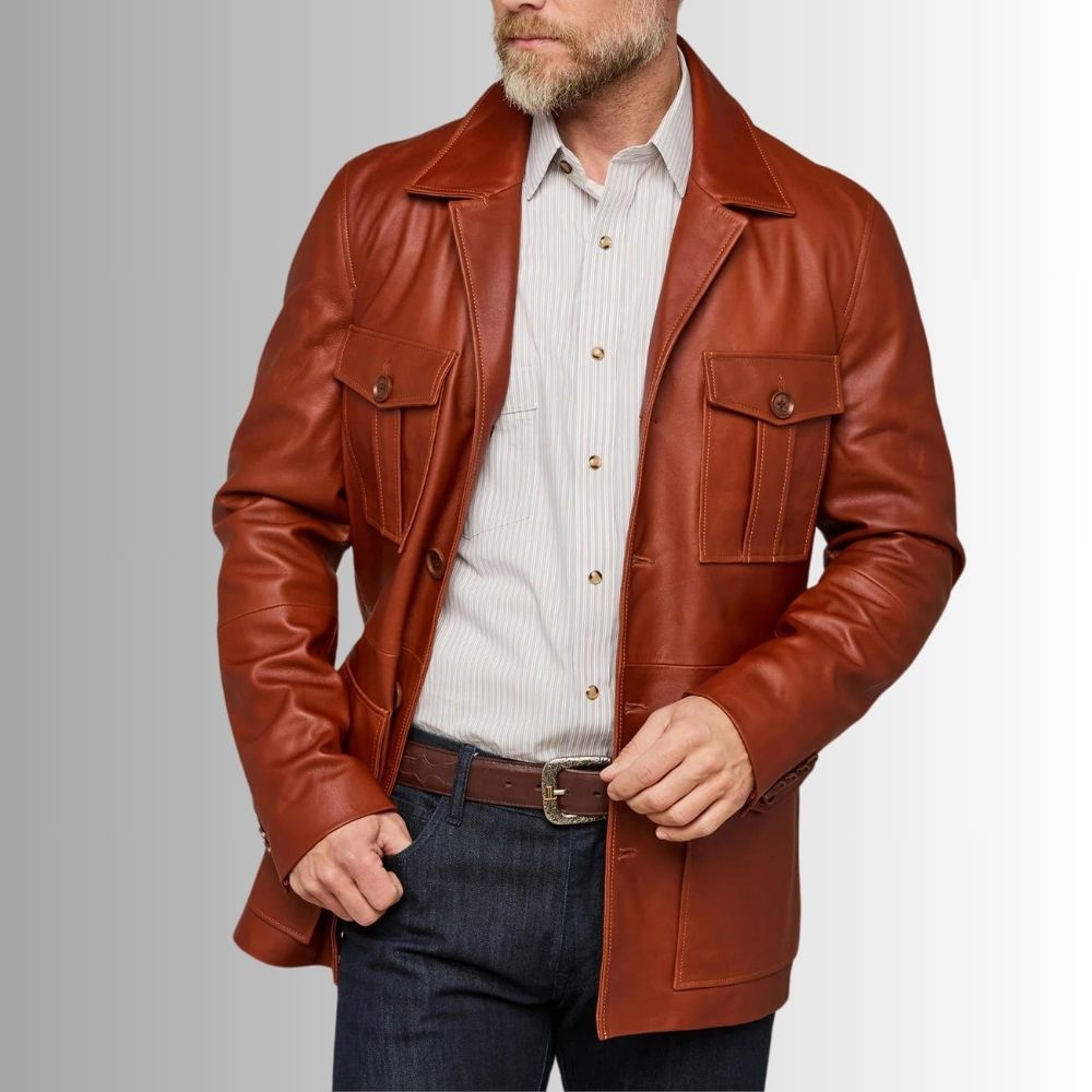 Manteau 3 4 Cuir Homme - Safari