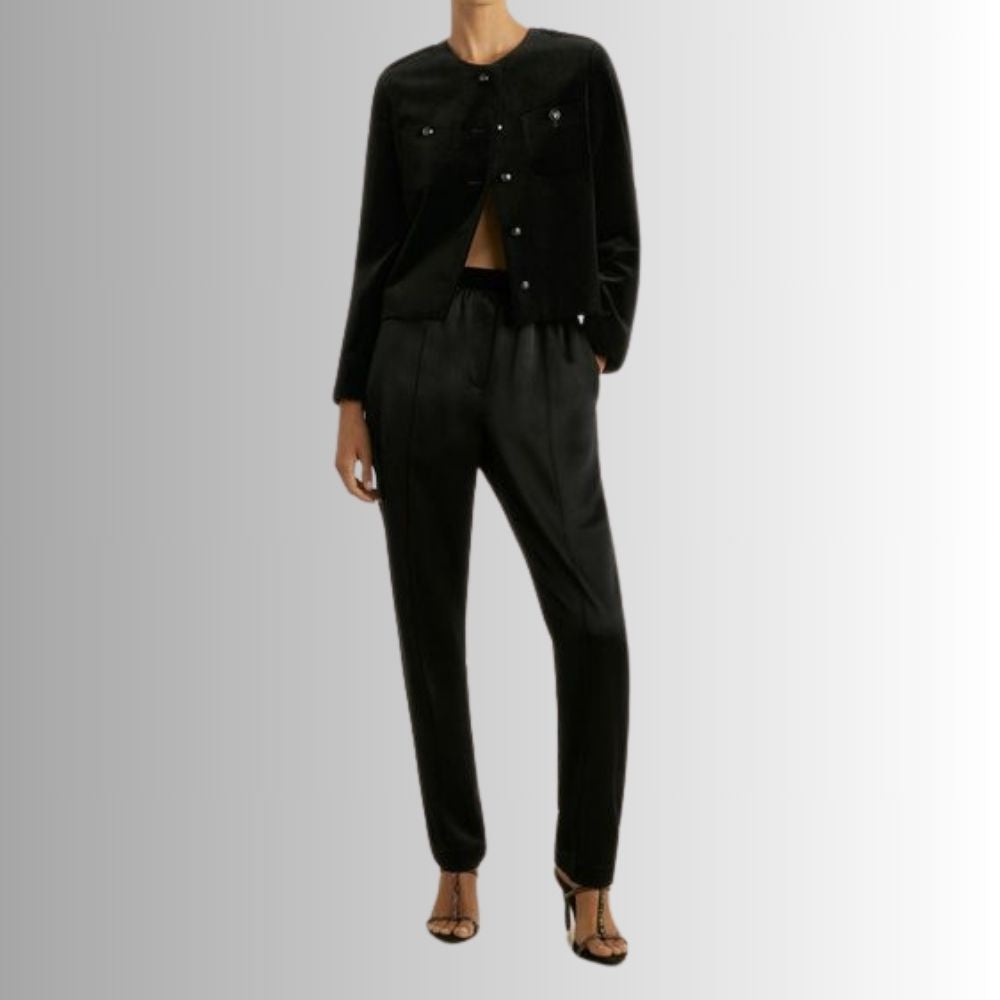 Veste Courte Femme Noir – Velours Chic et Épuré