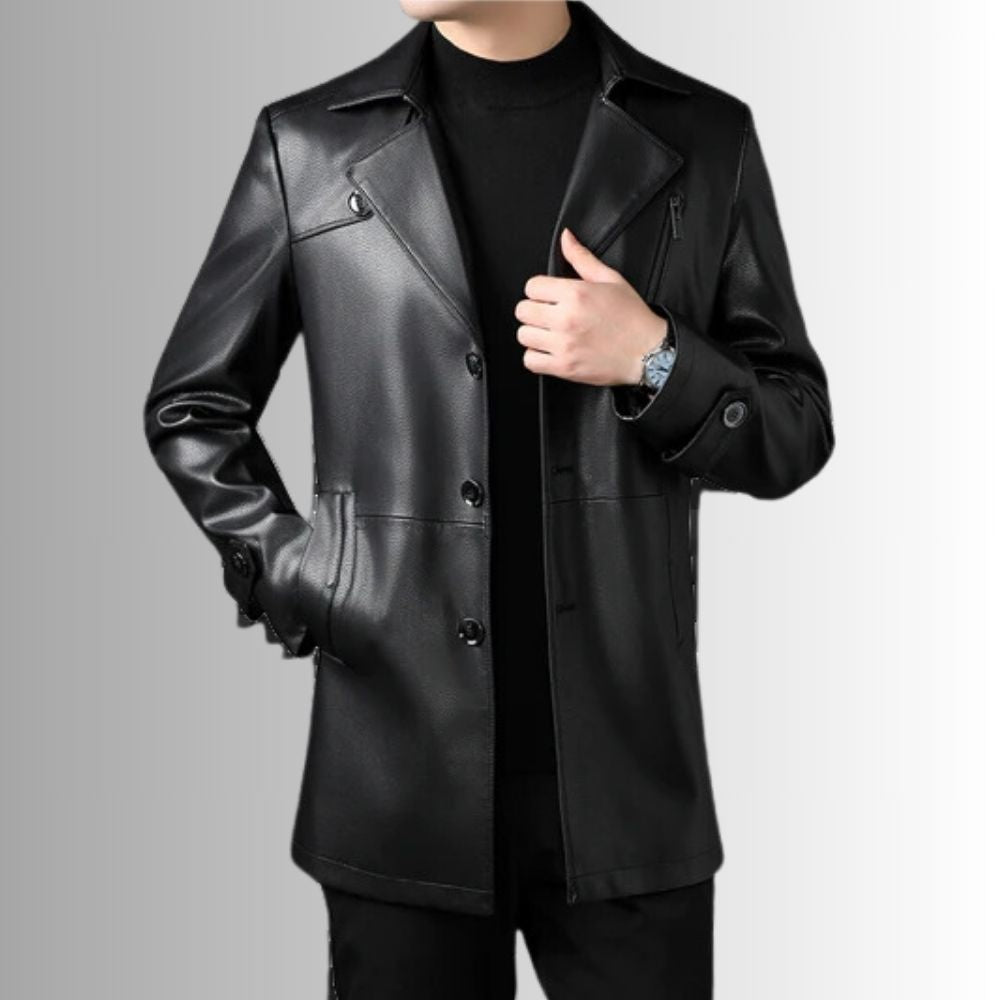 Blazer en cuir noir homme