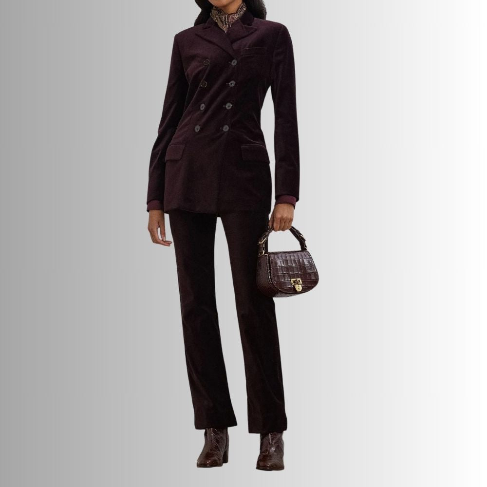 Blazer Femme Velours Noir – Classique Tailleur