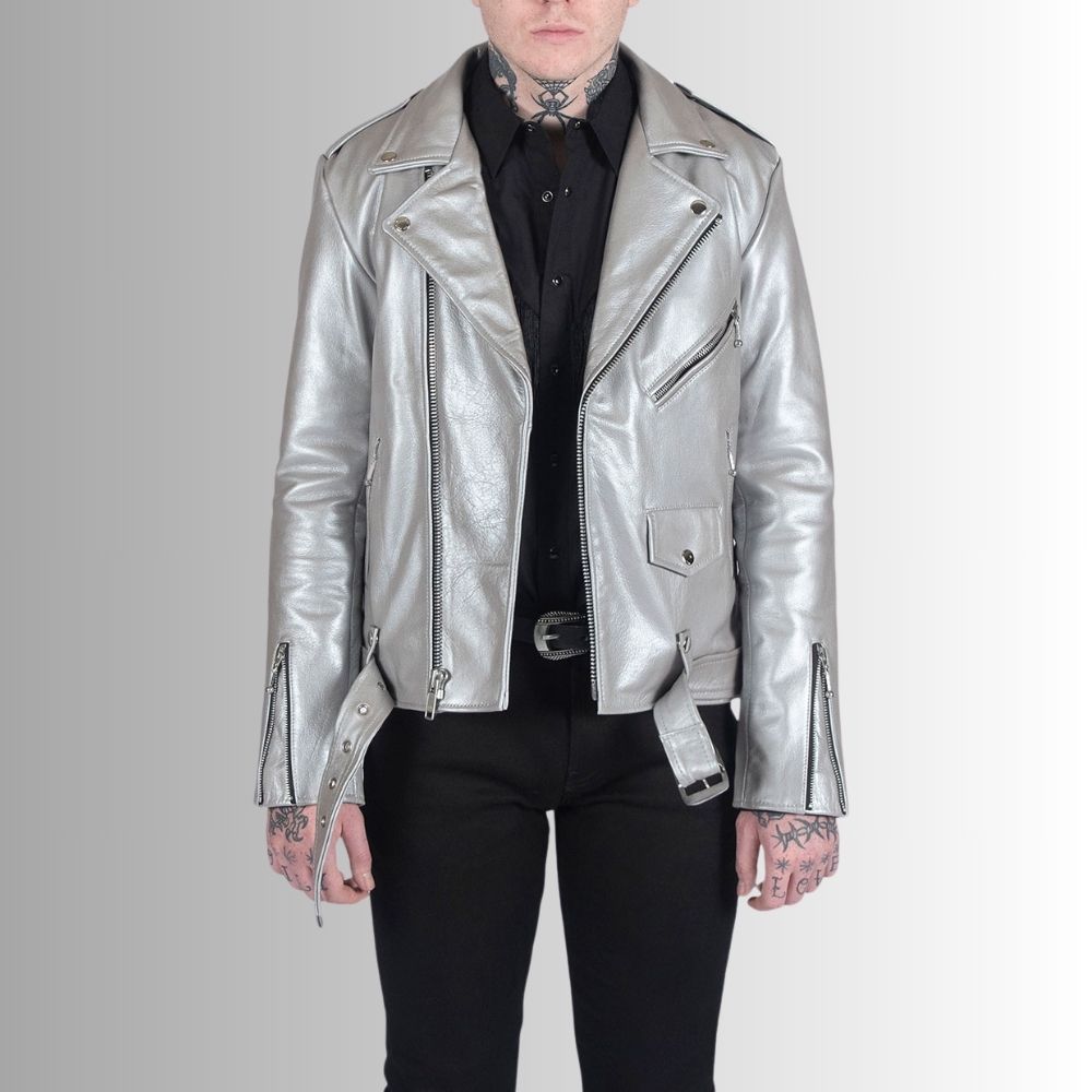 Blouson Argente Homme - Cuir de Buffle