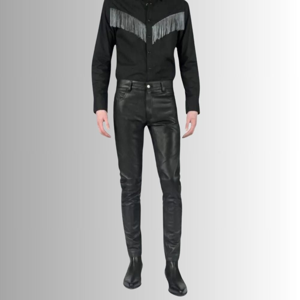Pantalon Homme Cuir Noir - Coupe Ajustée