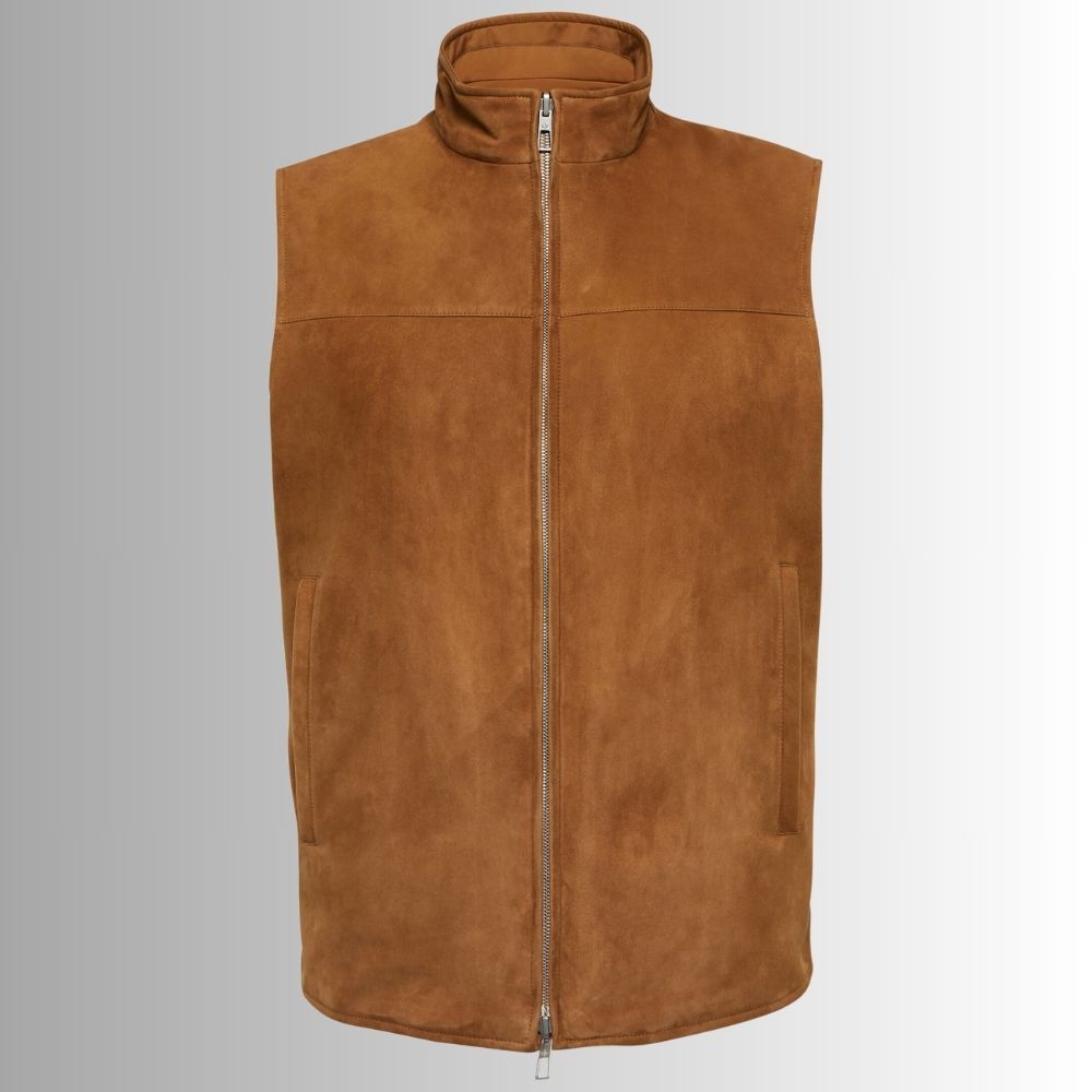 Gilet Daim Marron Pour Homme