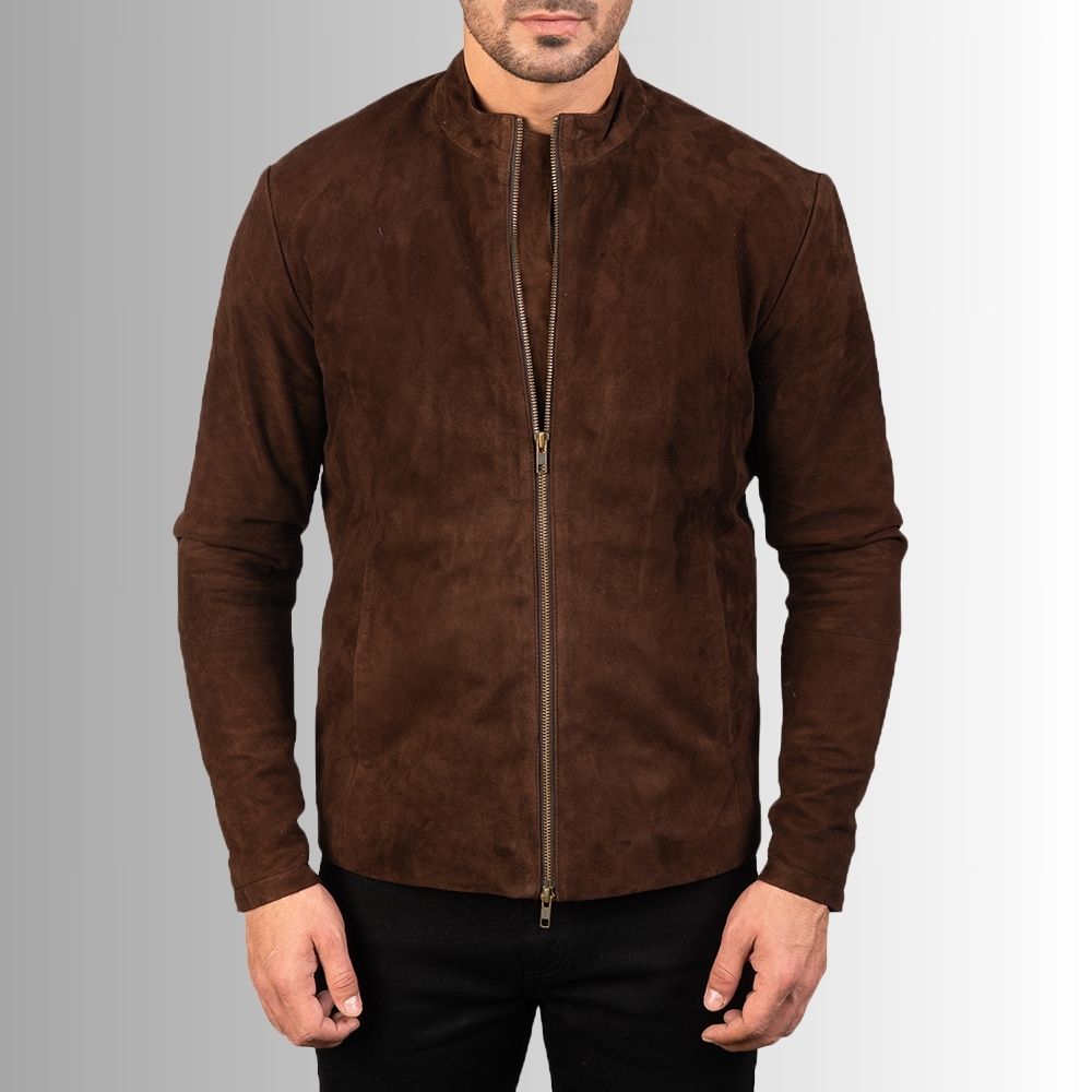 Veste Homme Marron Daim - Style Motard
