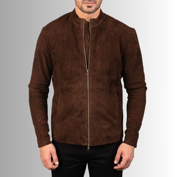 Veste Homme Marron Daim - Style Motard