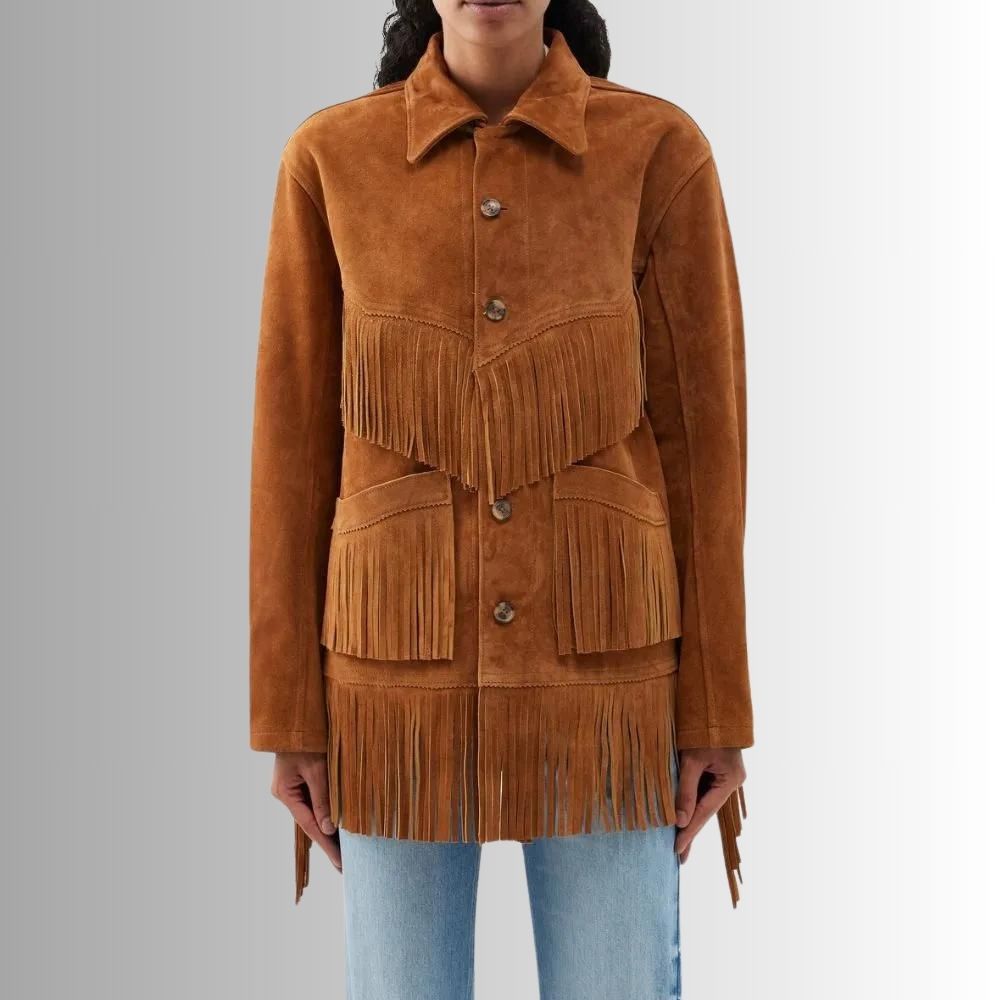 Veste Daim Franges Femme