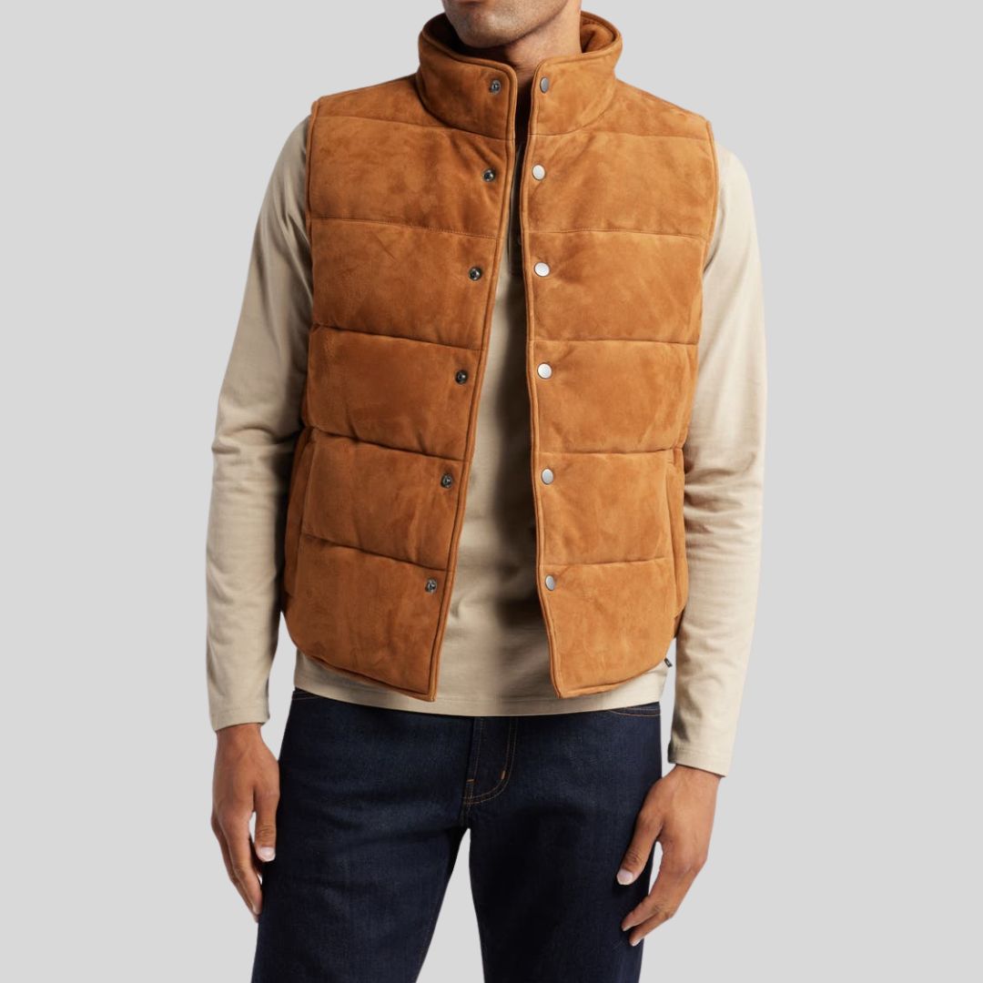 Canyon Loft – Gilet Matelassé Homme en Daim Véritable