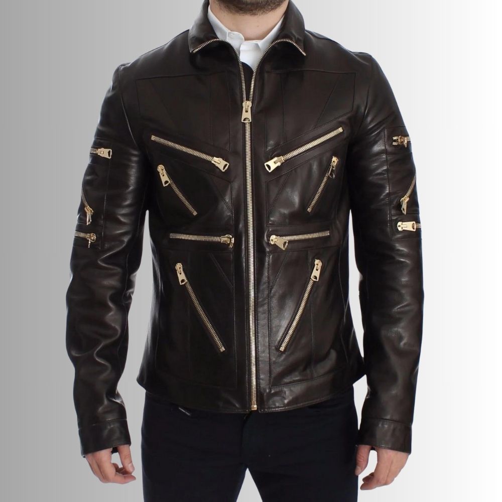 ZipMatrix – Veste Cuir Homme Agneau – Design à Fermetures Multiples