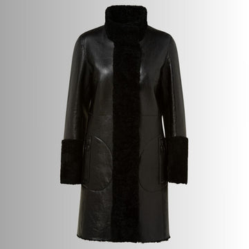 Manteau Cuir Peau Lainée Femme - Réversible