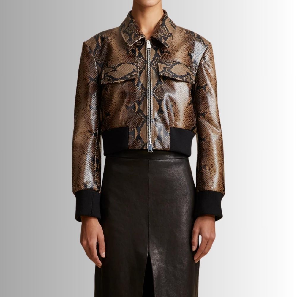Veste En Cuir Femme Courte - Python En Relief