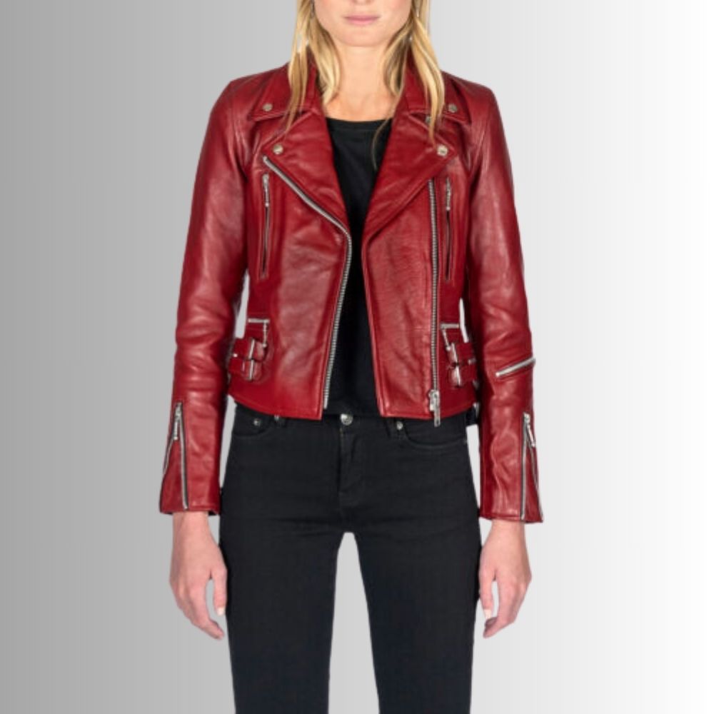 Perfecto Cuir Rouge Femme