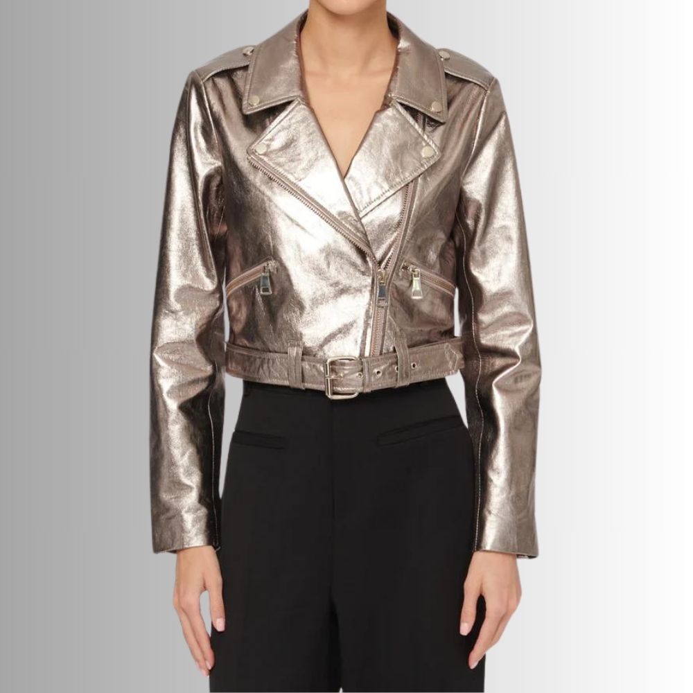 Perfecto Cuir Femme Agneau - Métallique