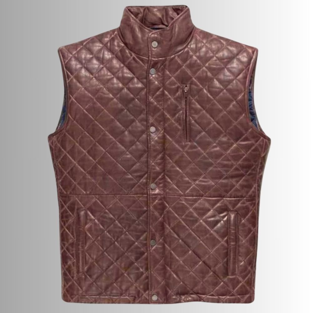 Gilet Sans Manche Matelassé Homme - Style Moderne en Cuir