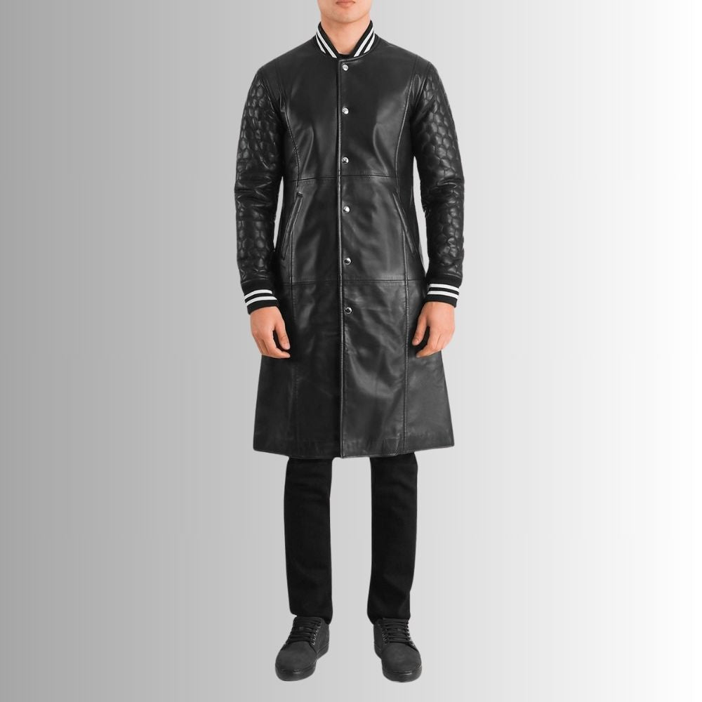 Long Manteau Homme Cuir - Style Universitaire